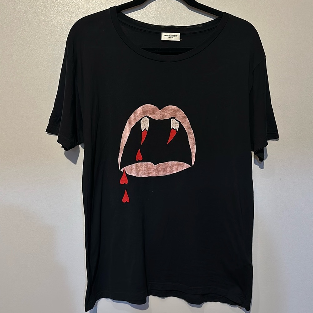 Saint Laurent Vampire Lips Printed T Shirt